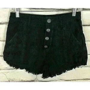 Free People Womens Size 4 Black Shorts Fringed 4 Button